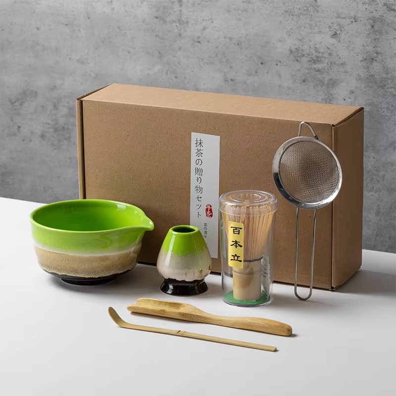 Korean Tea Set - Set teh Matcha gaya Jepang, pengocok